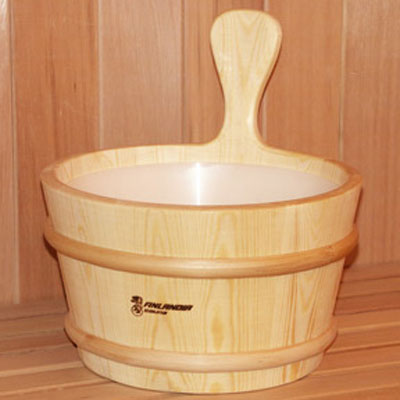 Bottomless pine Sauna bucket with plastic liner (1 gal.)