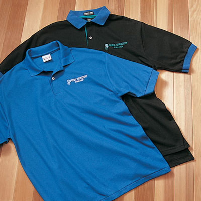 Finlandia embroidered logo knit polo shirt (L, XL) in black or blue