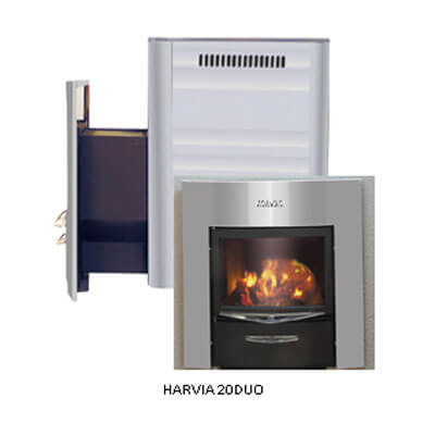 Harvia 20DUO (Adds Fireplace in Dressing Room)