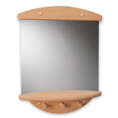 Mirror with 3-peg towel hanger and shelf (15" x 19")
