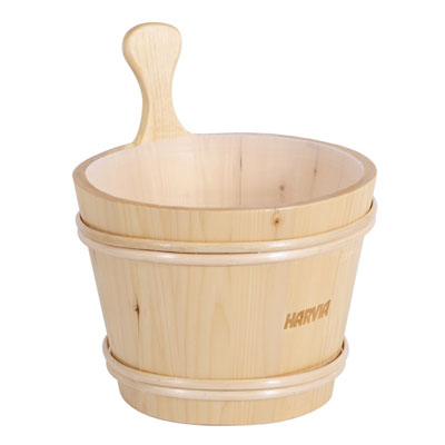 Pine Sauna bucket with plastic liner (1.84 gal.)