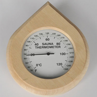 Raindrop shaped thermometer with encased dial (5 3/8" x 6 ½", °C/°F)