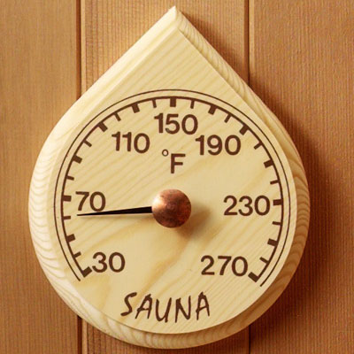 Raindrop shaped thermometer (6 ½" x 5 ½", °F)