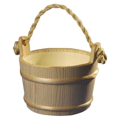 Rustic wooden Sauna bucket with rope handle and plastic liner (1 gal.)